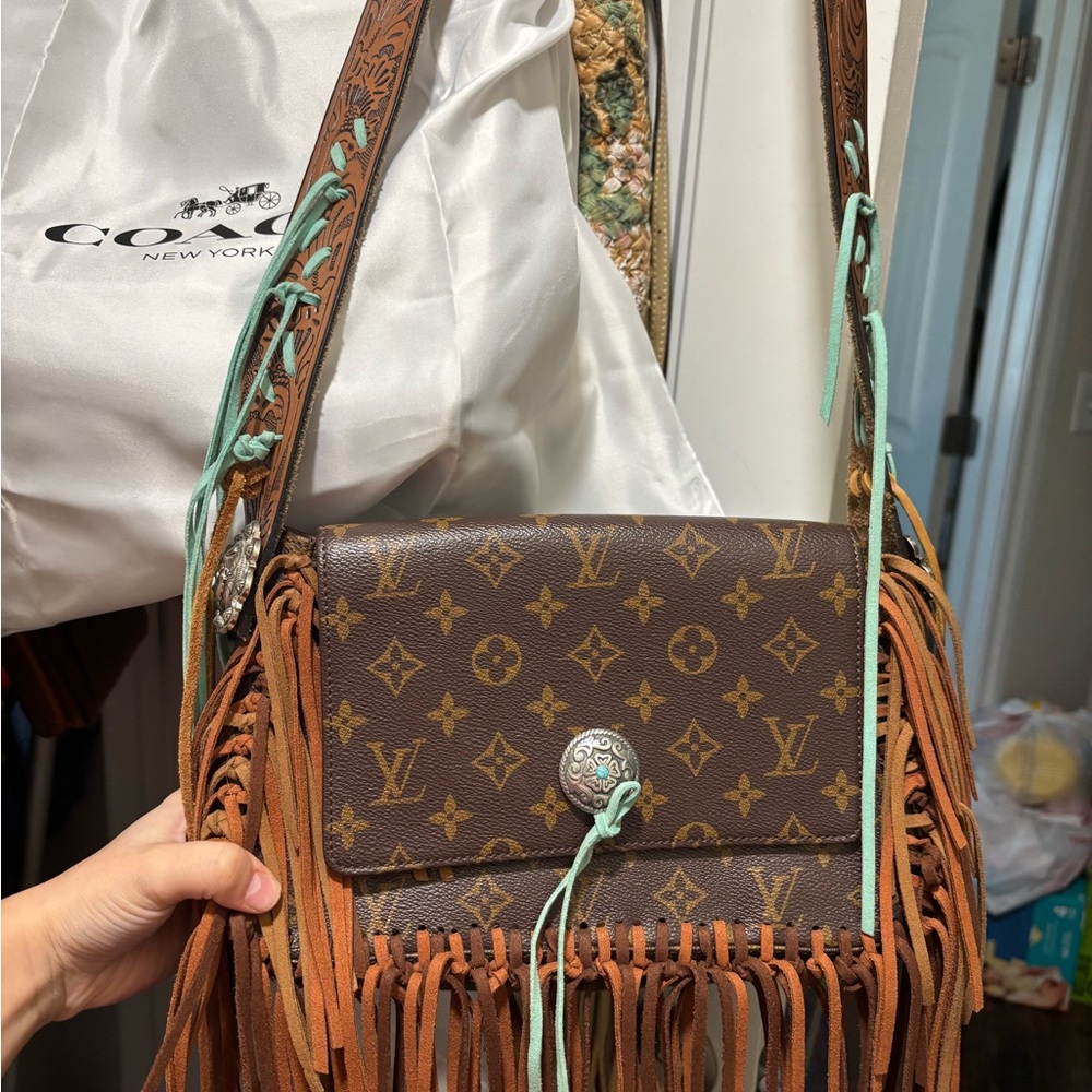 Brown Designer Fringe Crossbody Bag